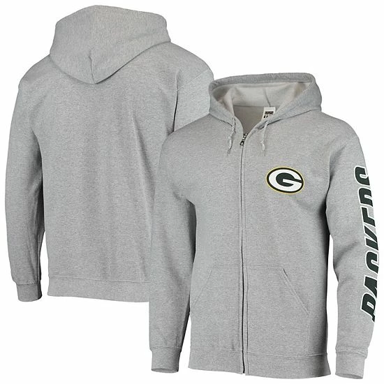 Hot Sale ✨ Unbranded 👩 Women's Junk Food Heathered Gray Green Bay Packers Fleece Full-Zip Hoodie 🔥 - Image 2