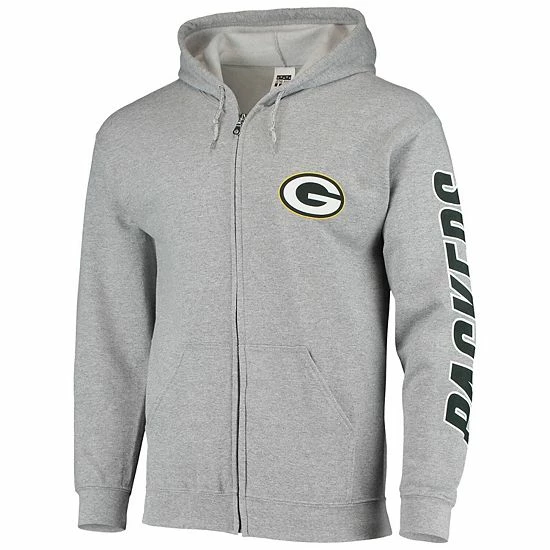Hot Sale ✨ Unbranded 👩 Women's Junk Food Heathered Gray Green Bay Packers Fleece Full-Zip Hoodie 🔥 - Image 3