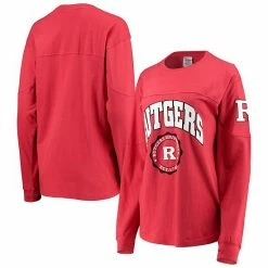 Wholesale 🌟 Unbranded 👩 Women's Pressbox Scarlet Rutgers Scarlet Knights Edith Long Sleeve T-Shirt 👏