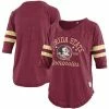 Discount 🎁 Unbranded 👩 Women's Pressbox Garnet Florida State Seminoles Jade Vintage Washed 3/4-Sleeve Jersey T-Shirt 🤩