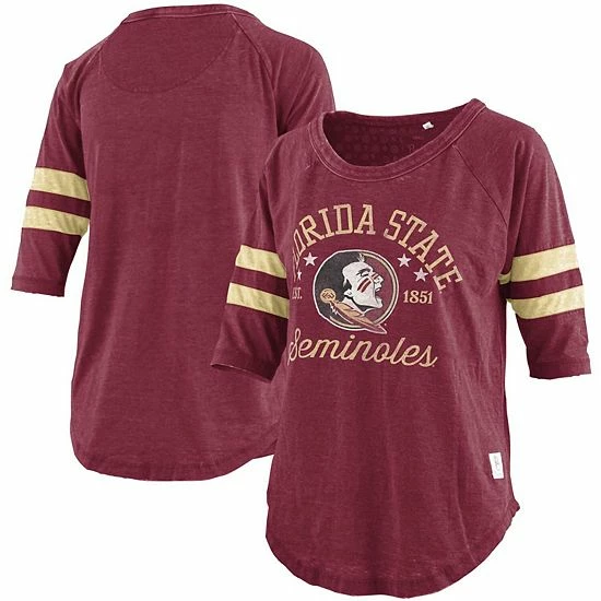 Discount 🎁 Unbranded 👩 Women's Pressbox Garnet Florida State Seminoles Jade Vintage Washed 3/4-Sleeve Jersey T-Shirt 🤩 - Image 2