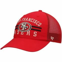 Discount 👍 Unbranded Men's '47 Scarlet San Francisco 49ers Highpoint Trucker Clean Up Snapback Hat 🤩