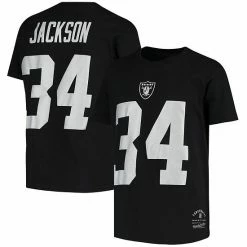 Promo 🔔 Unbranded Youth Mitchell & Ness Bo Jackson Black Las Vegas Raiders Retired Retro Player Name & Number T-Shirt 🔔