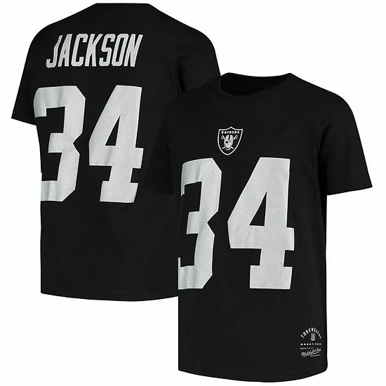 Promo 🔔 Unbranded Youth Mitchell & Ness Bo Jackson Black Las Vegas Raiders Retired Retro Player Name & Number T-Shirt 🔔 - Image 2