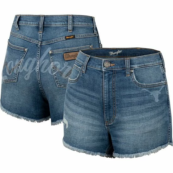 Best Sale ❤️ Unbranded 👩 Women's Colosseum X Wrangler Blue Texas Longhorns Retro High Rise Cut-Off Shorts 😉 - Image 2