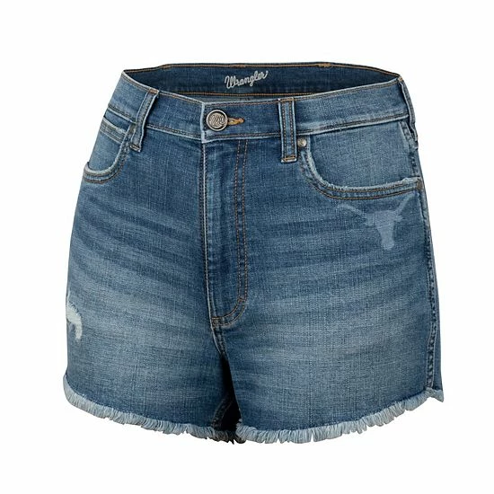 Best Sale ❤️ Unbranded 👩 Women's Colosseum X Wrangler Blue Texas Longhorns Retro High Rise Cut-Off Shorts 😉 - Image 3