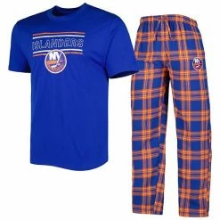 Promo ⌛ Unbranded Men's Concepts Sport Royal/Orange New York Islanders Badge T-Shirt & Pants Sleep Set 💯
