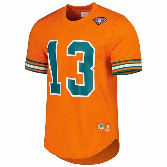 New ⭐ Unbranded Men's Mitchell & Ness Dan Marino Orange Miami Dolphins Retired Player Name & Number Mesh Top ✔️ - Image 3