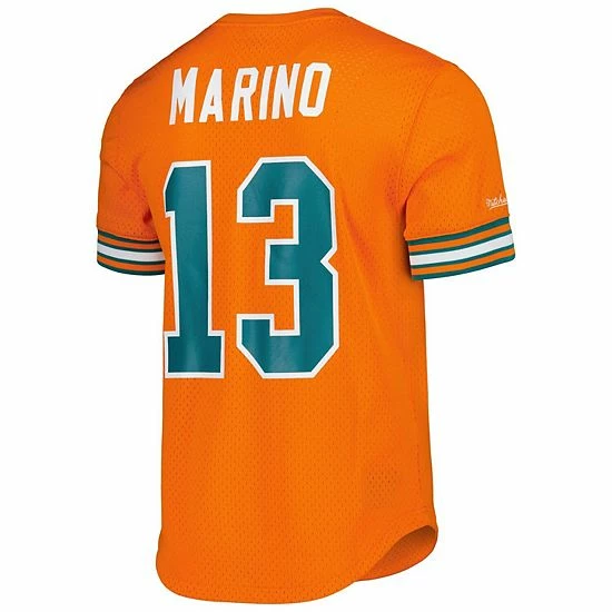New ⭐ Unbranded Men's Mitchell & Ness Dan Marino Orange Miami Dolphins Retired Player Name & Number Mesh Top ✔️ - Image 4