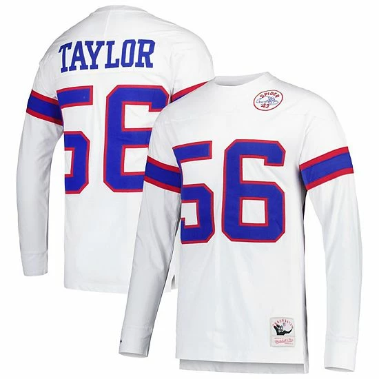 Outlet ๐ Unbranded Men's Mitchell & Ness Lawrence Taylor White New York Giants Retired Player Name & Number Long Sleeve Top โญ - Image 2