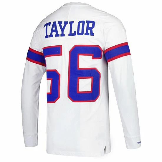 Outlet ๐ Unbranded Men's Mitchell & Ness Lawrence Taylor White New York Giants Retired Player Name & Number Long Sleeve Top โญ - Image 4