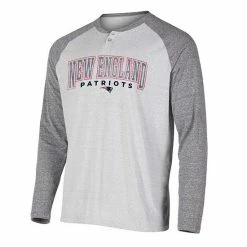 Cheap 👍 Unbranded Men's Concepts Sport Heather Gray New England Patriots Ledger Raglan Long Sleeve Henley T-Shirt 😀