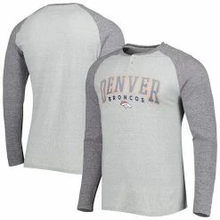 Outlet 🛒 Unbranded Men's Concepts Sport Heather Gray Denver Broncos Ledger Raglan Long Sleeve Henley T-Shirt 🌟