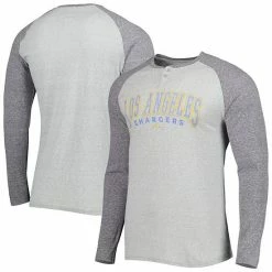Budget 😀 Unbranded Men's Concepts Sport Heather Gray Los Angeles Chargers Ledger Raglan Long Sleeve Henley T-Shirt 🔥
