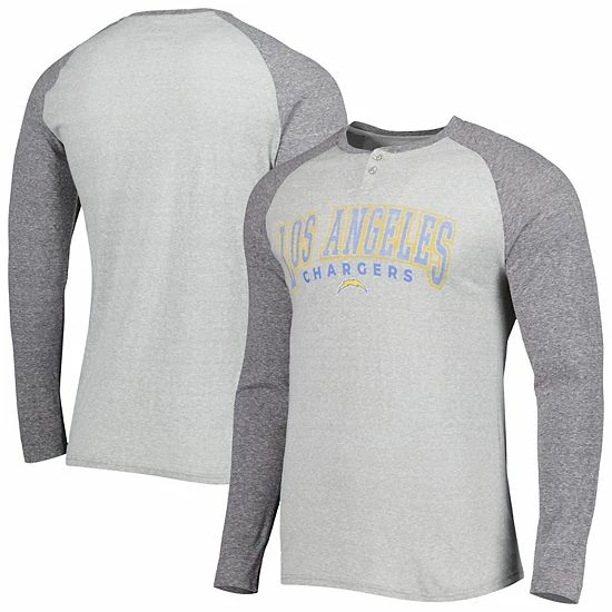 Budget ๐ Unbranded Men's Concepts Sport Heather Gray Los Angeles Chargers Ledger Raglan Long Sleeve Henley T-Shirt ๐ฅ