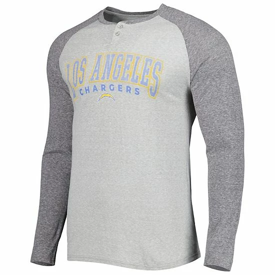 Budget ๐ Unbranded Men's Concepts Sport Heather Gray Los Angeles Chargers Ledger Raglan Long Sleeve Henley T-Shirt ๐ฅ - Image 3