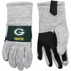 Budget 🥰 Unbranded Men's FOCO Gray Green Bay Packers Team Knit Gloves 🧨