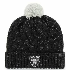 Budget 😍 Unbranded 👩 Women's '47 Black Las Vegas Raiders Fiona Logo Cuffed Knit Hat With Pom ⌛