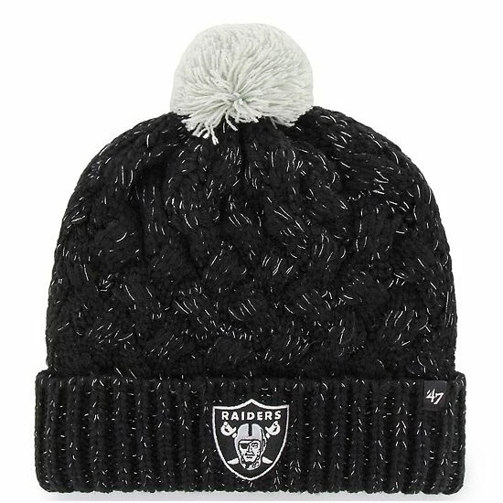 Budget ๐ Unbranded ๐ฉ Women's '47 Black Las Vegas Raiders Fiona Logo Cuffed Knit Hat With Pom โ