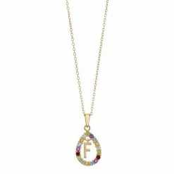 Discount 🌟 Unbranded 14k Gold Over Silver Gemstone Initial Pendant Necklace 🌟