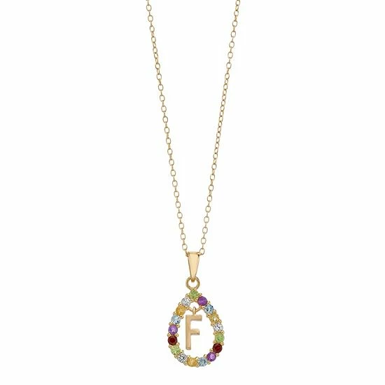 Discount 🌟 Unbranded 14k Gold Over Silver Gemstone Initial Pendant Necklace 🌟