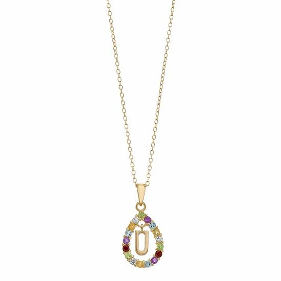Discount 🌟 Unbranded 14k Gold Over Silver Gemstone Initial Pendant Necklace 🌟 - Image 3