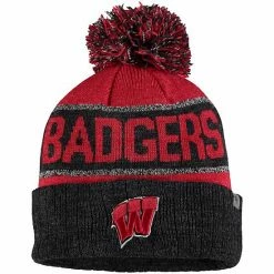 Best deal ✨ Unbranded Youth Top Of The World Red Wisconsin Badgers Below Zero Cuffed Knit Hat With Pom ❤️