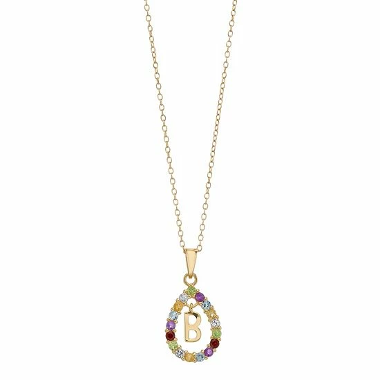 Discount 🌟 Unbranded 14k Gold Over Silver Gemstone Initial Pendant Necklace 🌟 - Image 8