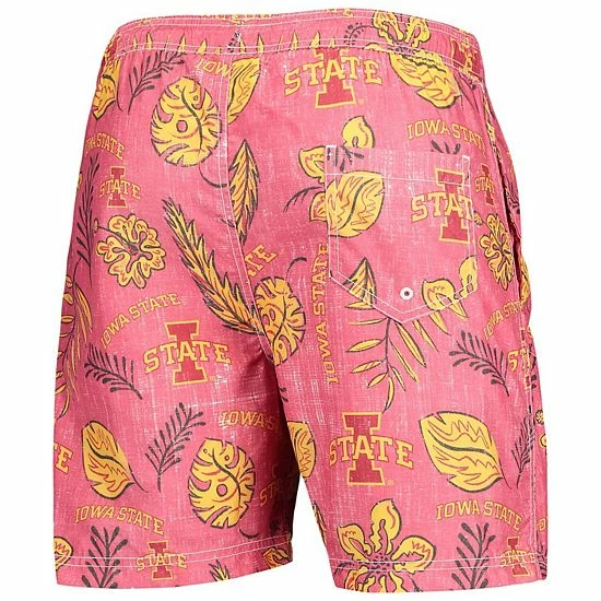 Best Sale โญ Unbranded Men's Wes & Willy Cardinal Iowa State Cyclones Vintage Floral Swim Trunks ๐ - Image 3