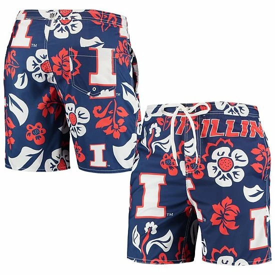 Budget 😀 Unbranded Men's Wes & Willy Navy Illinois Fighting Illini Floral Volley Logo Swim Trunks 👏 - Image 2