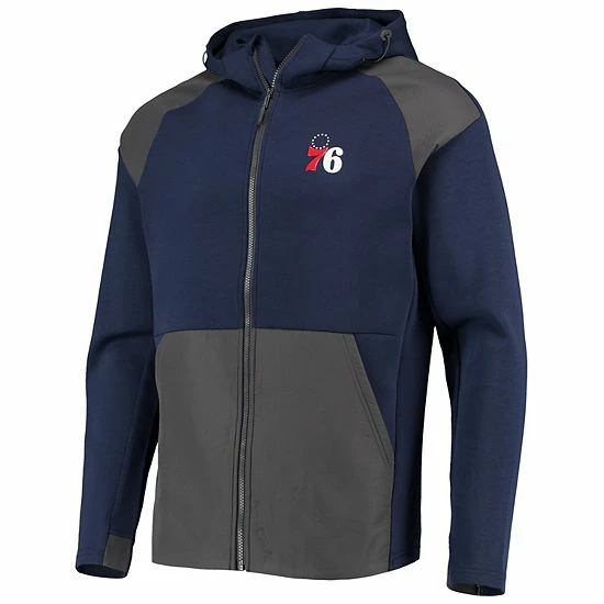 Coupon ✨ Unbranded Men's Levelwear Navy/Charcoal Philadelphia 76ers Velocity Woven Panel Performance Full-Zip Hoodie ⭐ - Image 3