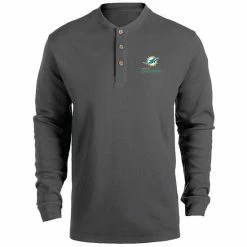 Brand new 🤩 Unbranded Men's Heathered Gray Miami Dolphins Maverick Thermal Henley Long Sleeve T-Shirt 🤩