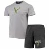 Hot Sale ✔️ Unbranded Men's Concepts Sport Gray/Heathered Charcoal Milwaukee Bucks Pitch T-Shirt & Shorts Set 🎁