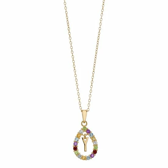 Discount 🌟 Unbranded 14k Gold Over Silver Gemstone Initial Pendant Necklace 🌟 - Image 15