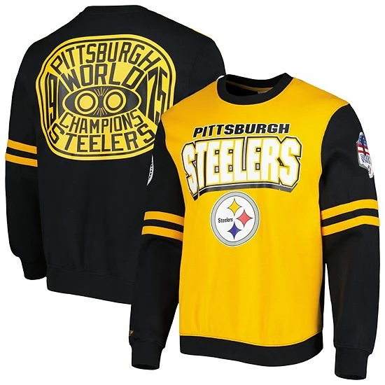 Cheap 🤩 Unbranded Men's Mitchell & Ness Gold Pittsburgh Steelers All Over 2.0 Pullover Sweatshirt 🤩 - Image 2