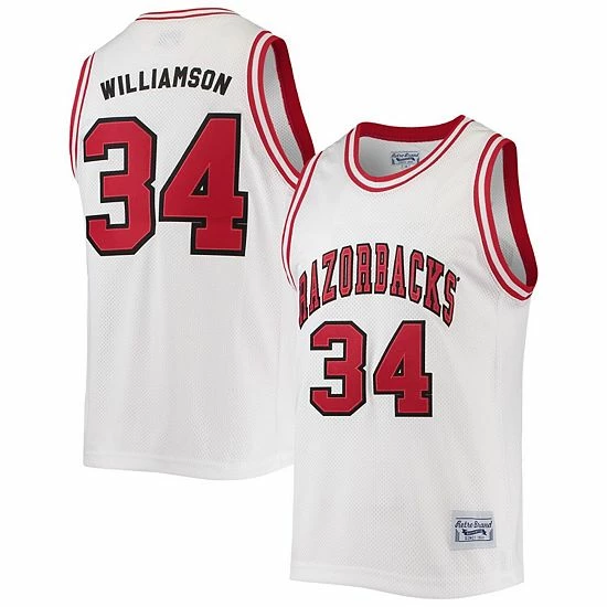 Deals โค๏ธ Unbranded Men's Original Retro Brand Corliss Williamson White Arkansas Razorbacks Alumni Commemorative Classic ๐ Basketball Jersey โญ