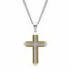Cheap ⌛ Unbranded Men's Two Tone Stainless Steel Cross Pendant Necklace 😍