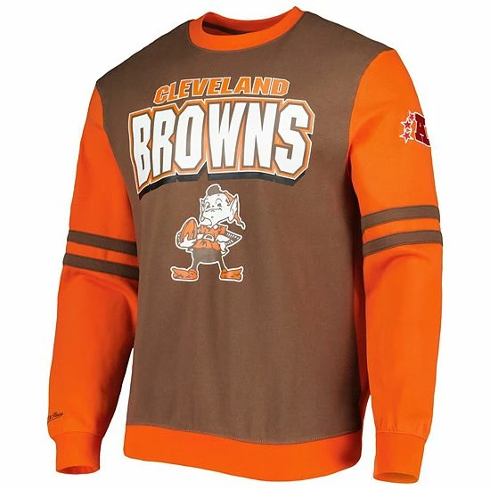 Buy ✨ Unbranded Men's Mitchell & Ness Brown Cleveland Browns All Over 2.0 Pullover Sweatshirt 🥰 - Image 3