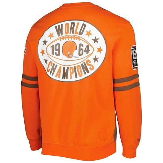 Buy ✨ Unbranded Men's Mitchell & Ness Brown Cleveland Browns All Over 2.0 Pullover Sweatshirt 🥰 - Image 4