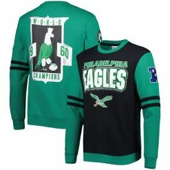 Best Pirce 🔥 Unbranded Men's Mitchell & Ness Black Philadelphia Eagles All Over 2.0 Pullover Sweatshirt 🛒