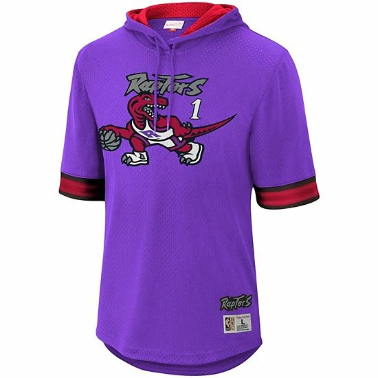 New 🤩 Unbranded Men's Mitchell & Ness Tracy McGrady Purple Toronto Raptors Mesh Hardwood Classics Name & Number Short Sleeve Hoodie ⌛ - Image 3