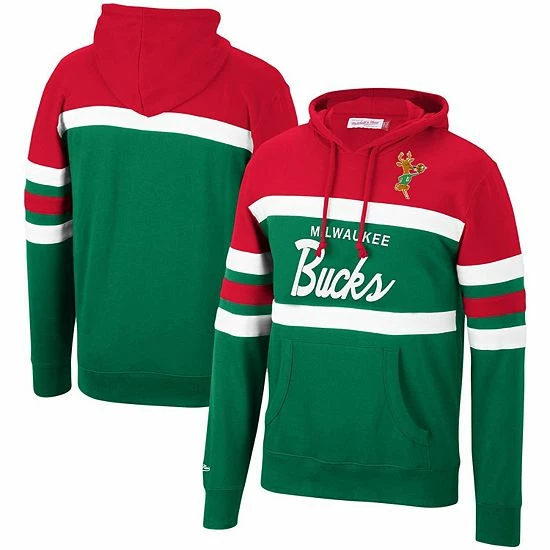 Cheapest ๐ฏ Unbranded Men's Mitchell & Ness Red/Green Milwaukee Bucks Head Coach Pullover Hoodie ๐