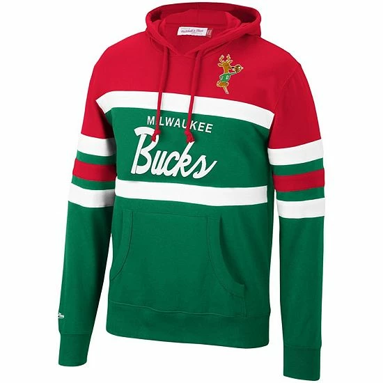 Cheapest ๐ฏ Unbranded Men's Mitchell & Ness Red/Green Milwaukee Bucks Head Coach Pullover Hoodie ๐ - Image 2