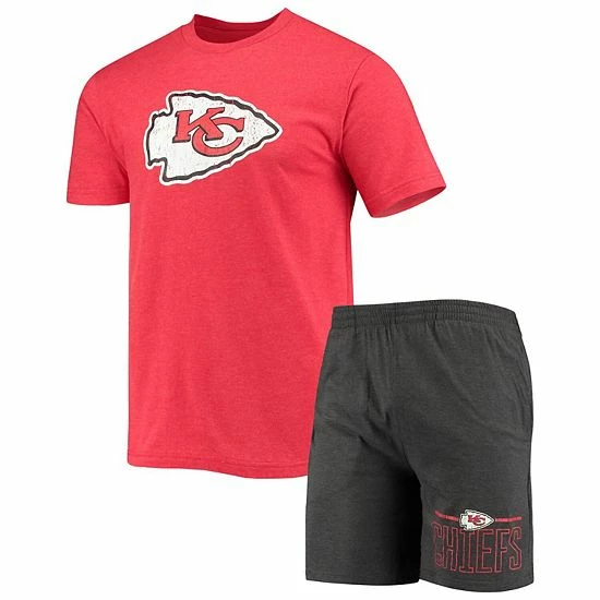 Promo ✔️ Unbranded Men's Concepts Sport Red/Charcoal Kansas City Chiefs Meter T-Shirt & Shorts Sleep Set 🤩 - Image 2