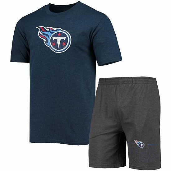 Top 10 👍 Unbranded Men's Concepts Sport Charcoal/Navy Tennessee Titans Meter T-Shirt & Shorts Sleep Set ❤️