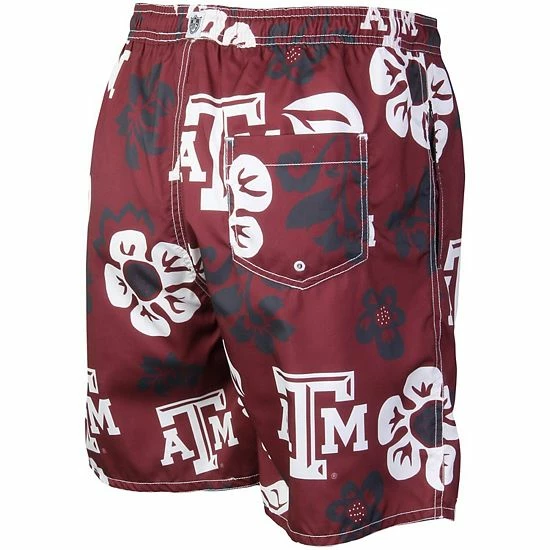 New ๐ Unbranded Men's Wes & Willy Maroon Texas A&M Aggies Floral Volley Logo Swim Trunks ๐ - Image 3