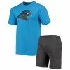 Hot Sale 🥰 Unbranded Men's Concepts Sport Charcoal/Blue Carolina Panthers Meter T-Shirt & Shorts Sleep Set ⌛