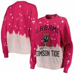 Best Pirce 💯 Unbranded 👩 Women's Gameday Couture Crimson Alabama Crimson Tide Twice As Nice Faded Dip-Dye Pullover Sweatshirt 🎁