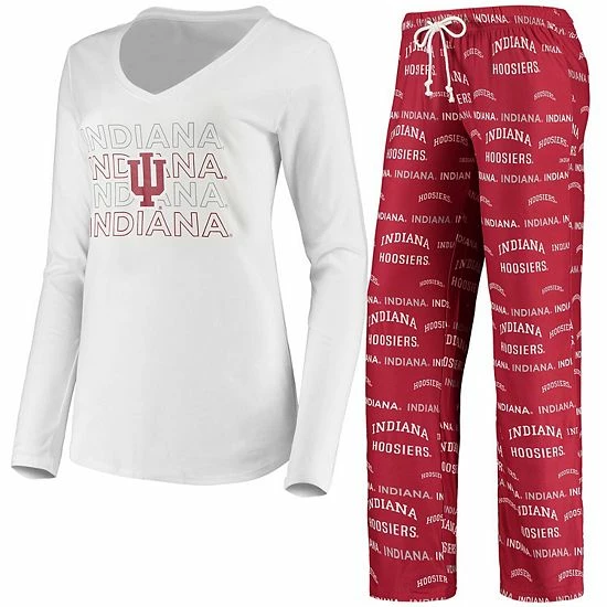 Wholesale ๐ Unbranded ๐ฉ Women's Concepts Sport Crimson/White Indiana Hoosiers Flagship Long Sleeve T-Shirt & Pants Sleep Set ๐