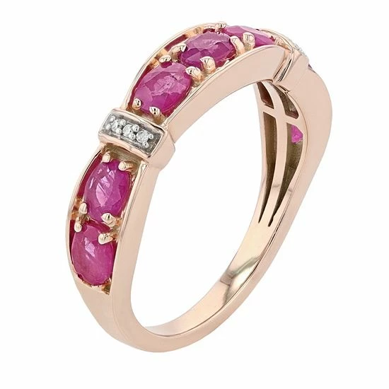 Promo 😀 Unbranded 10k Rose Gold Oval Ruby & Diamond Accent Ring 🌟 - Image 2